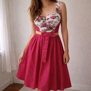 Antonio Marras Pink Floral Colorblock Dress Size 44 or US 8 Made In Italy